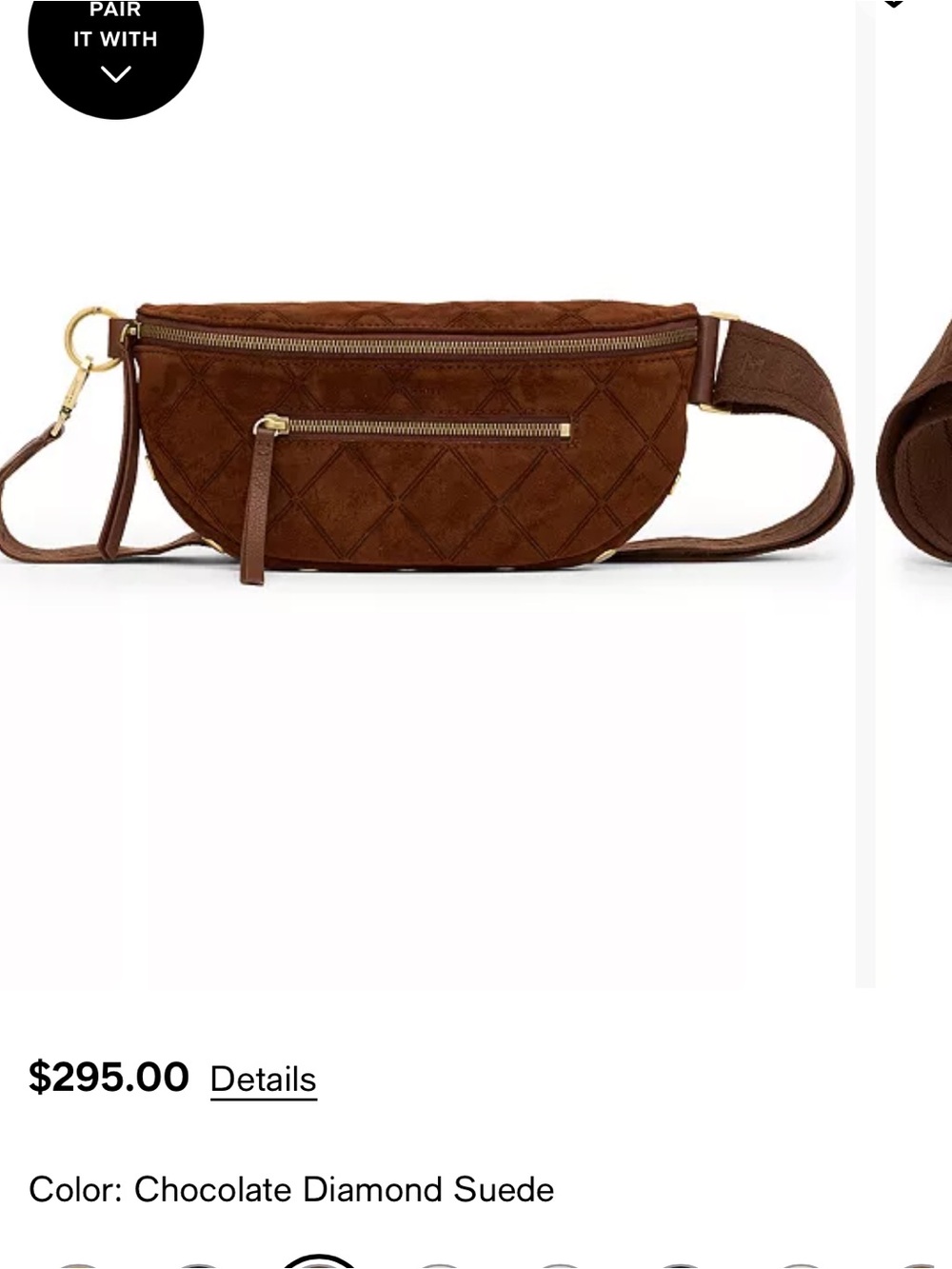 NWT Hammitt Suede Crossbody Belt Bag in Chocolate Diamond - Picture 6 of 6